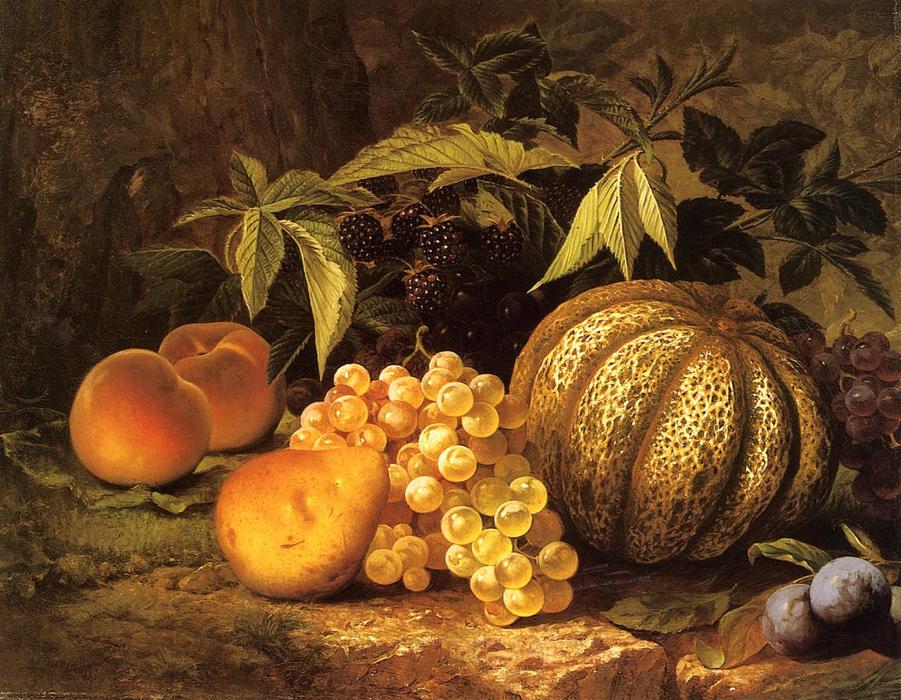 Wikioo.org - The Encyclopedia of Fine Arts - Painting, Artwork by William Mason Brown - Still Life with Cantaloupe
