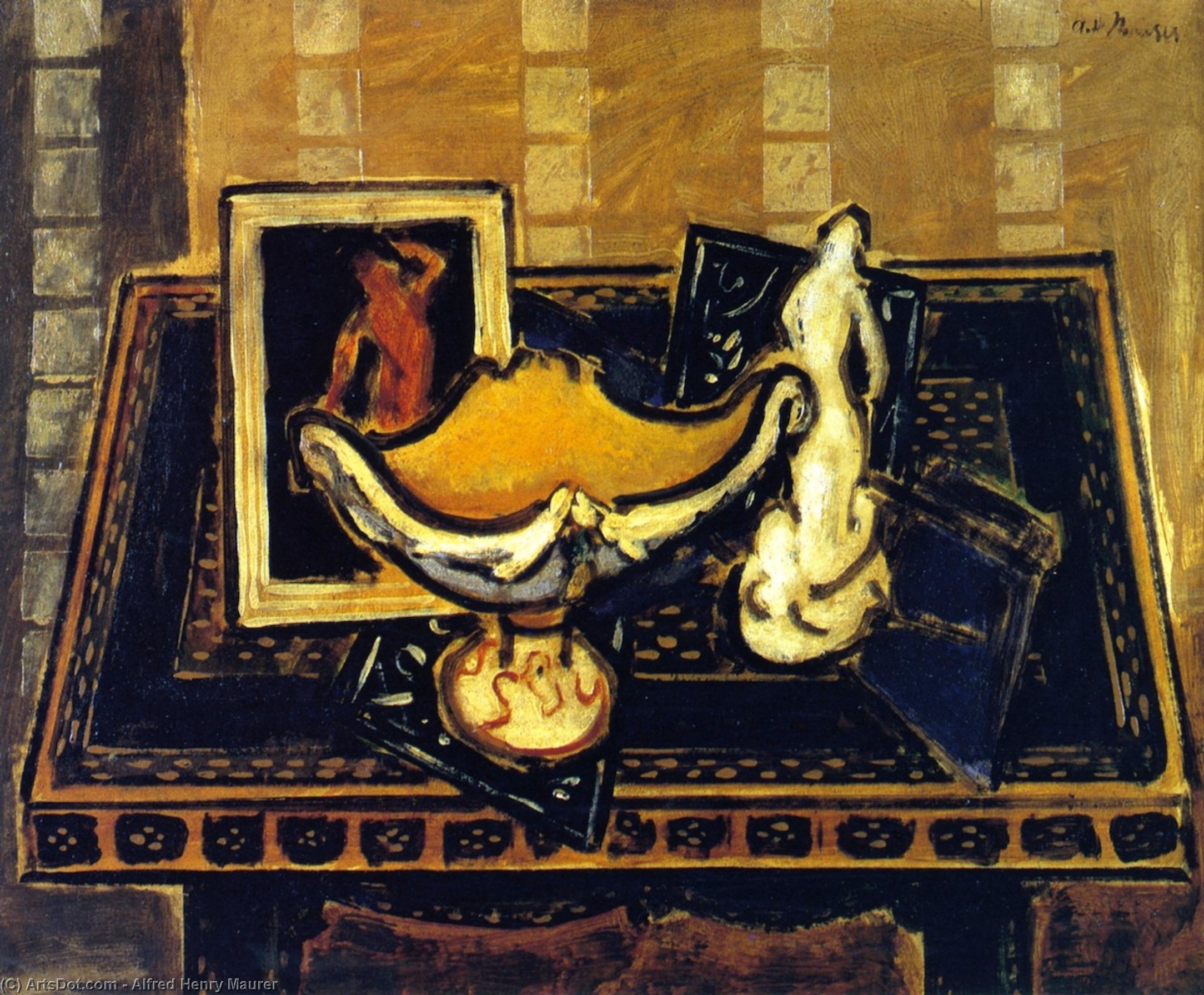 WikiOO.org - אנציקלופדיה לאמנויות יפות - ציור, יצירות אמנות Alfred Henry Maurer - Still Life with Chalice and Statuette