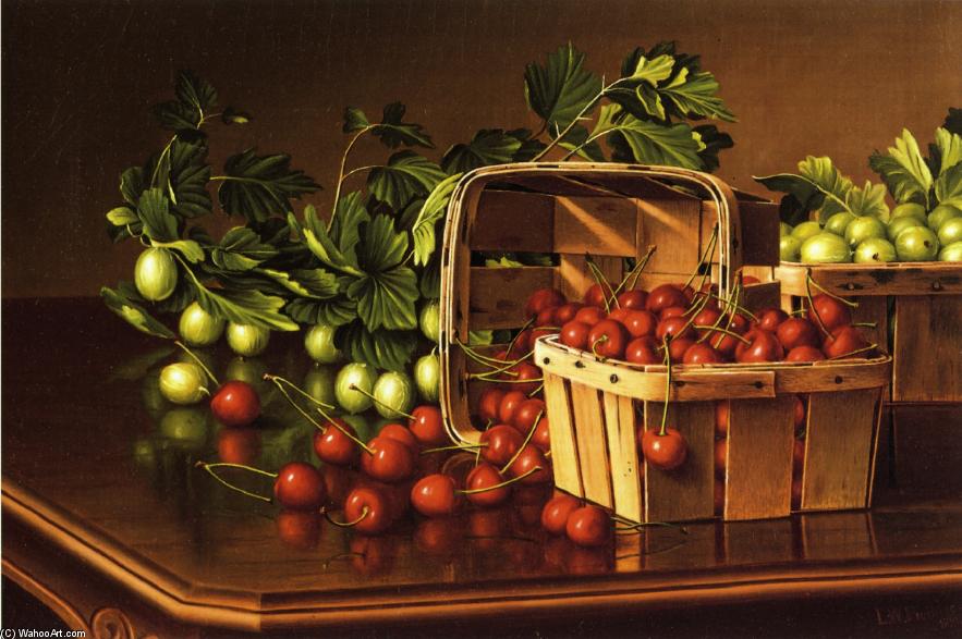 Wikioo.org - The Encyclopedia of Fine Arts - Painting, Artwork by Levi Wells Prentice - Still Life with Cherries and Gooseberries