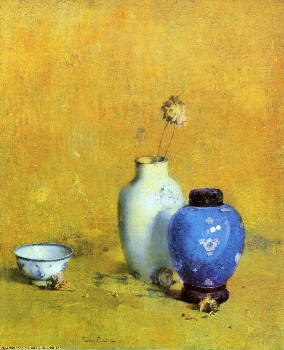 Wikioo.org - The Encyclopedia of Fine Arts - Painting, Artwork by Soren Emil Carlsen - Still LIfe with Chinese Porcelain