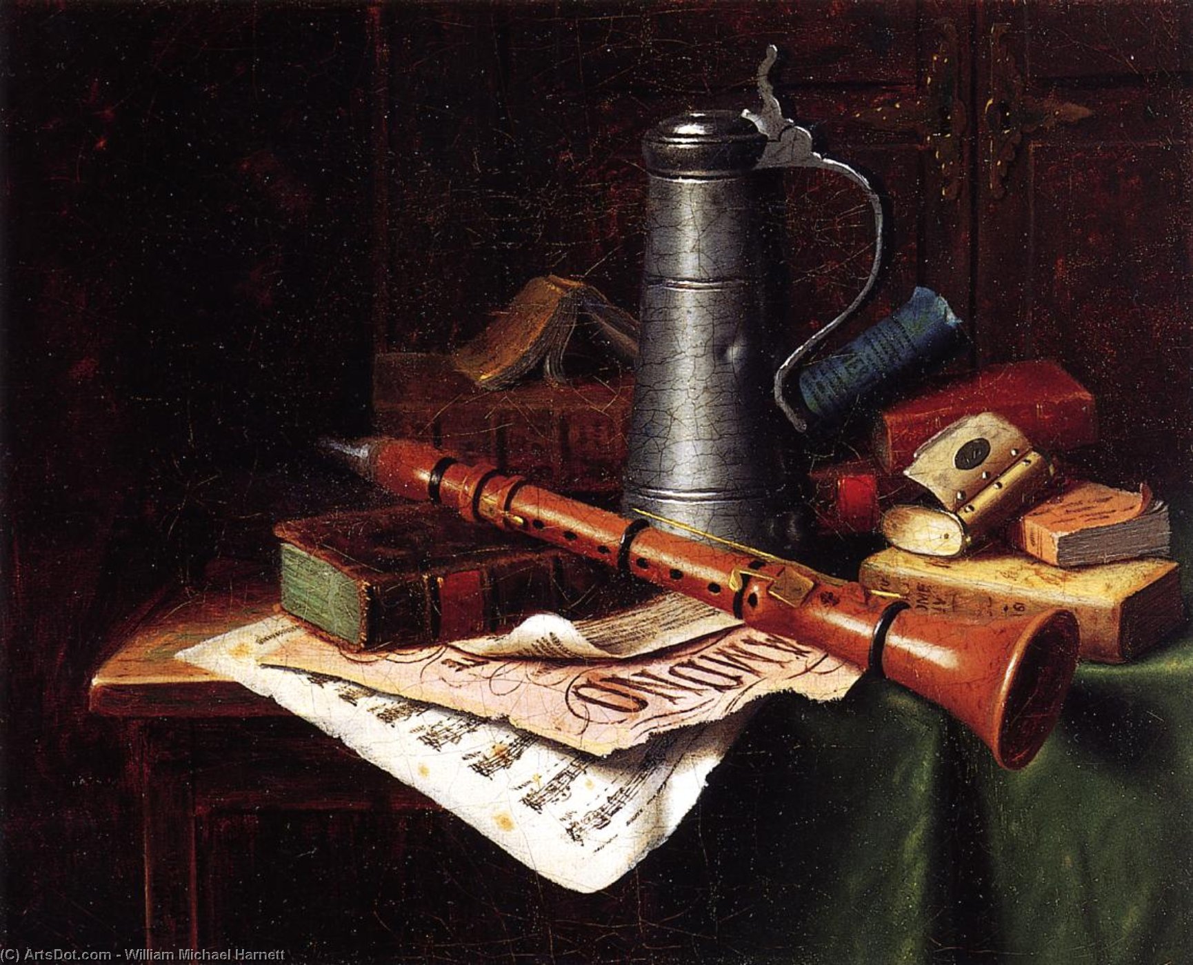Wikioo.org - The Encyclopedia of Fine Arts - Painting, Artwork by William Michael Harnett - Still Life with Clarinet