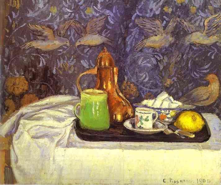 Wikioo.org - The Encyclopedia of Fine Arts - Painting, Artwork by Camille Pissarro - Still Life with a Coffee Pot