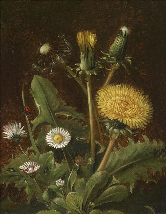 Wikioo.org - The Encyclopedia of Fine Arts - Painting, Artwork by Otto Didrik Ottesen - Still Life with dandelions