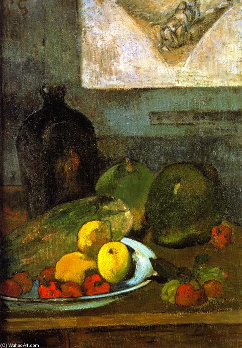 Wikioo.org - The Encyclopedia of Fine Arts - Painting, Artwork by Paul Gauguin - Still LIfe with Delacroix Drawing