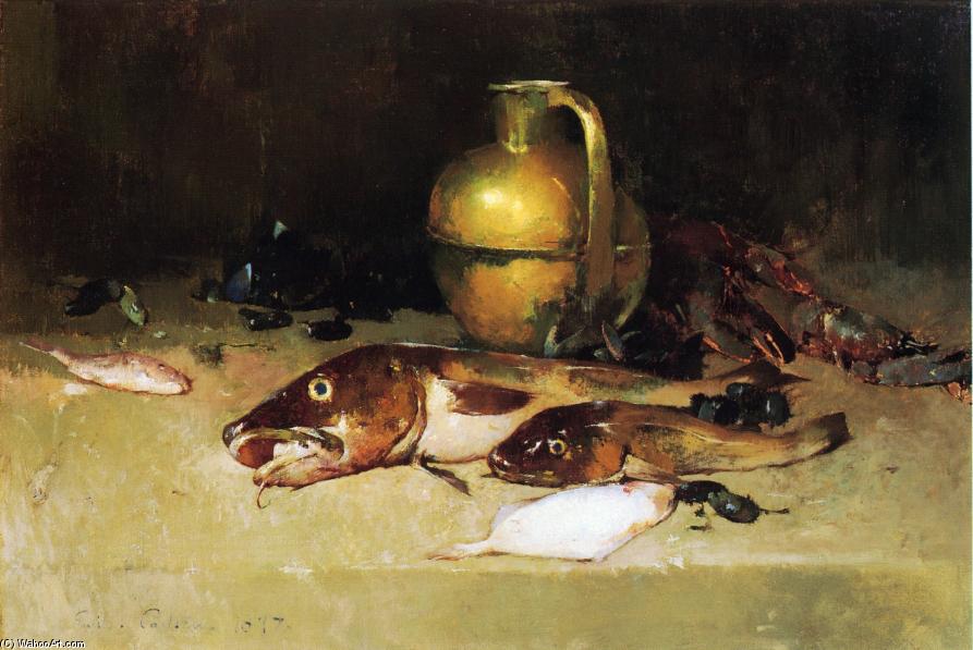 Wikioo.org - The Encyclopedia of Fine Arts - Painting, Artwork by Soren Emil Carlsen - Still Life with Fish