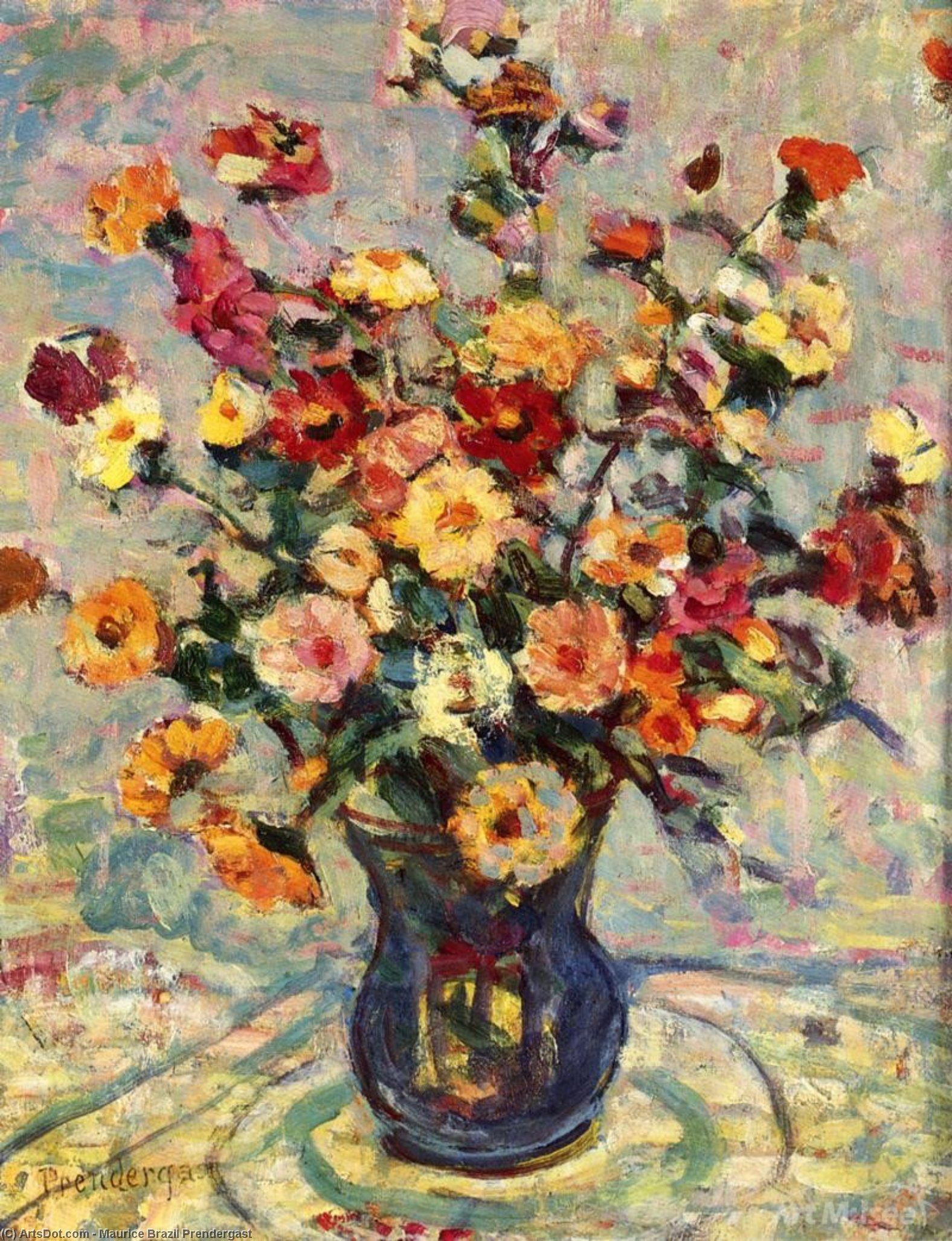 Wikioo.org - The Encyclopedia of Fine Arts - Painting, Artwork by Maurice Brazil Prendergast - Still Life with Flowers