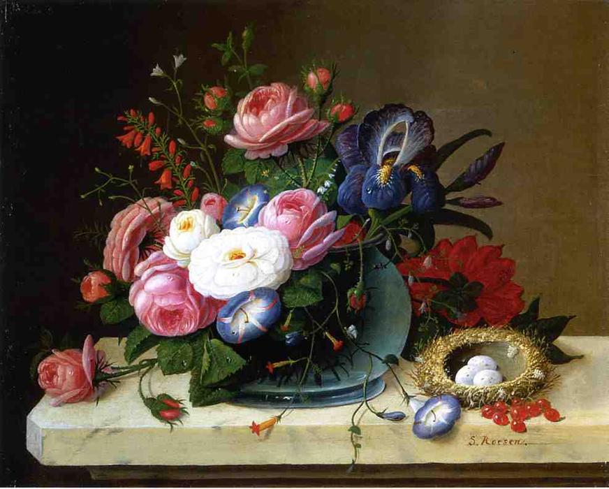 Wikioo.org – La Enciclopedia de las Bellas Artes - Pintura, Obras de arte de Severin Roesen - bodegón con flores