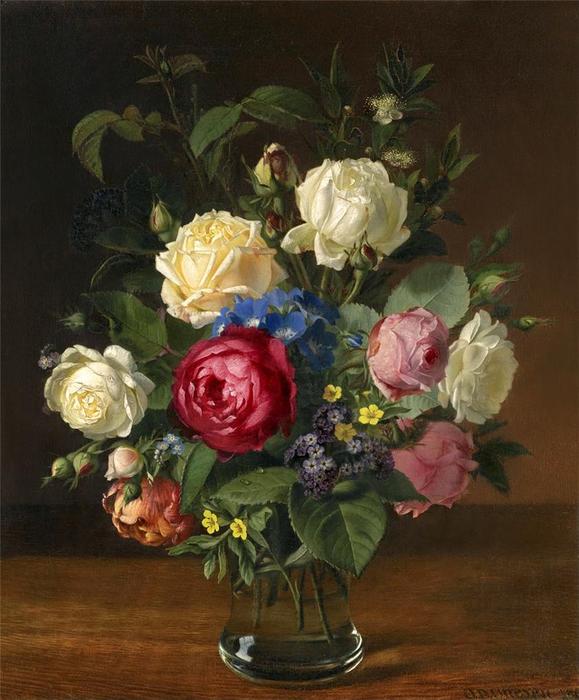 Wikioo.org - The Encyclopedia of Fine Arts - Painting, Artwork by Otto Didrik Ottesen - Still Life with Flowers