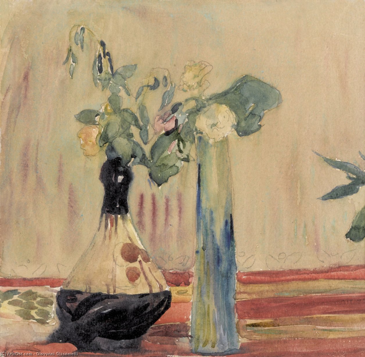 Wikioo.org - The Encyclopedia of Fine Arts - Painting, Artwork by Giovanni Giacometti - Still Life with Flowers and Vases