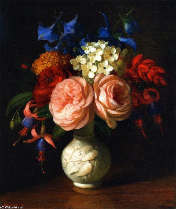 Wikioo.org - The Encyclopedia of Fine Arts - Painting, Artwork by George Henry Hall - Still LIfe with Flowers: Red Roses