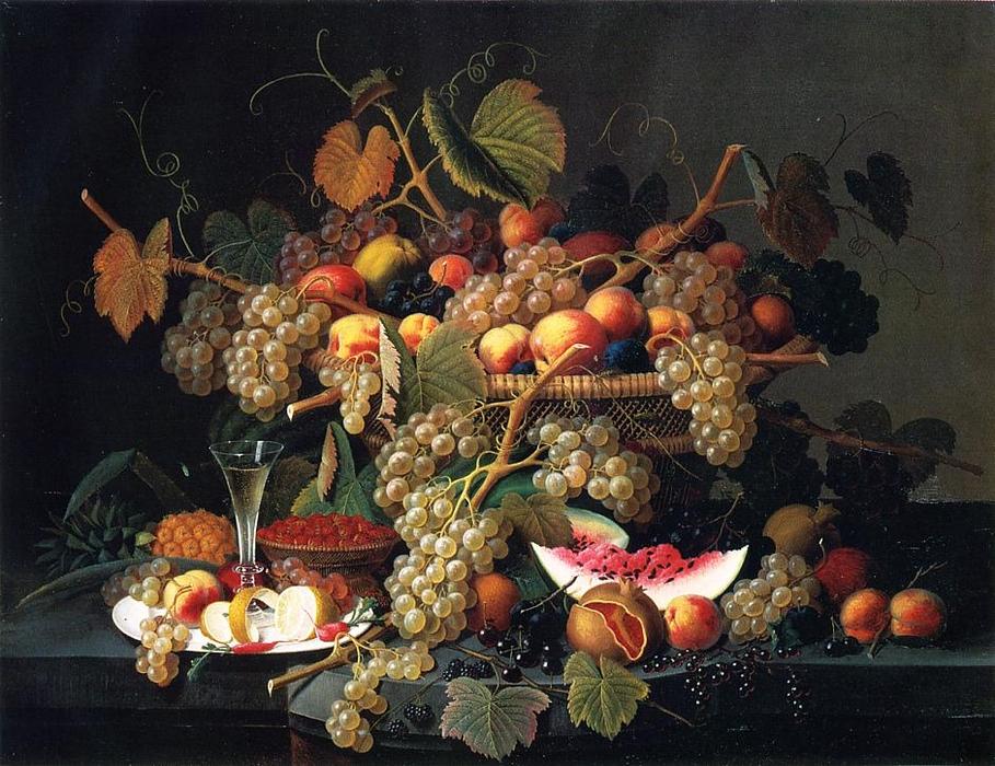 Wikioo.org - The Encyclopedia of Fine Arts - Painting, Artwork by Severin Roesen - Still Life with Fruit