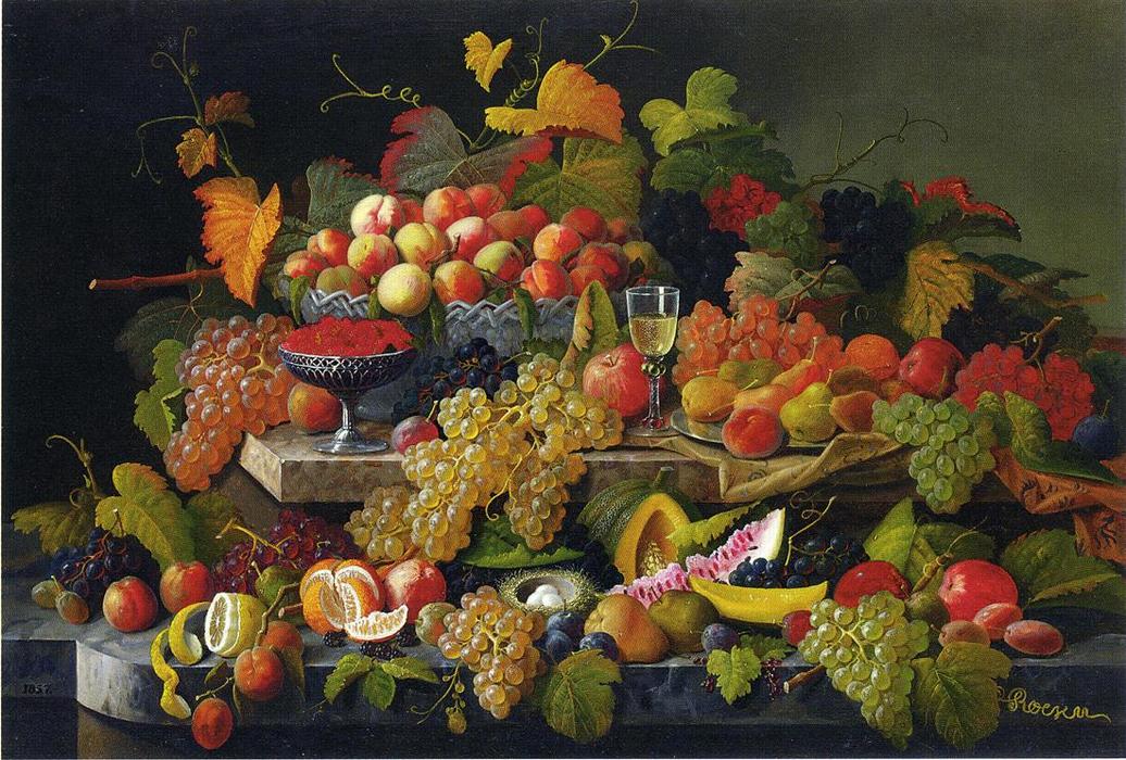 Wikioo.org - The Encyclopedia of Fine Arts - Painting, Artwork by Severin Roesen - Still Life with Fruit (10)