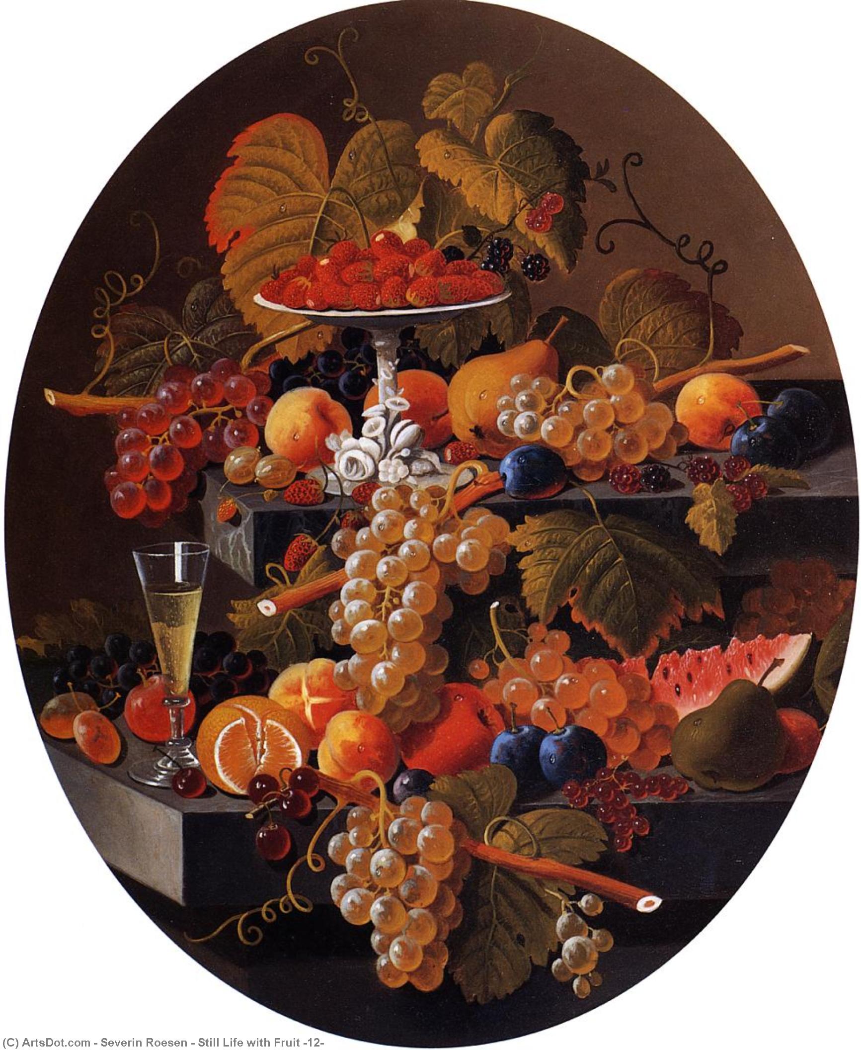 Wikioo.org – L'Encyclopédie des Beaux Arts - Peinture, Oeuvre de Severin Roesen - Nature morte avec des fruits 12