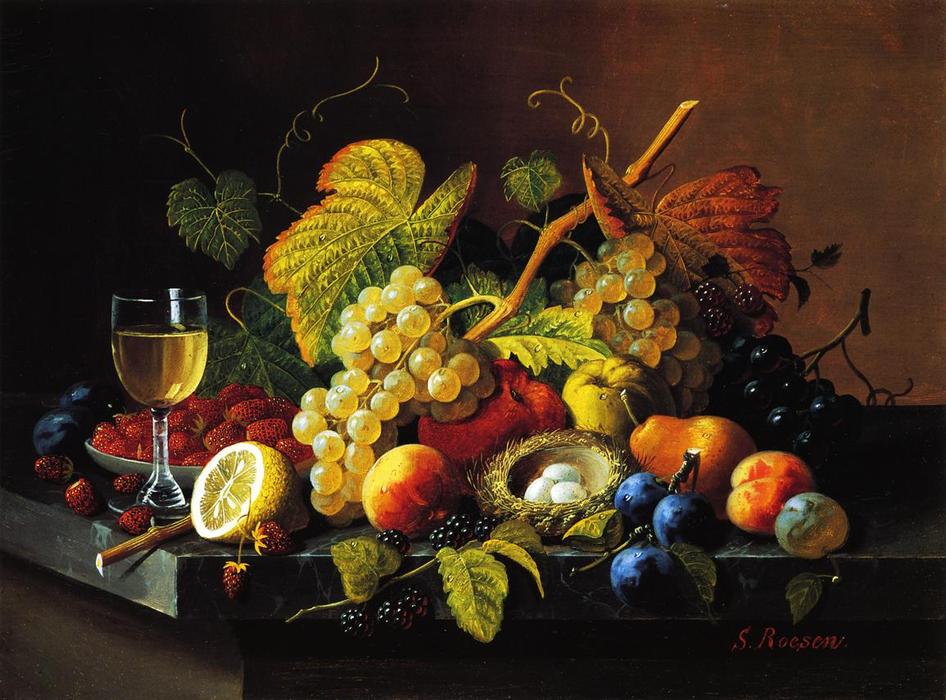 Wikioo.org - The Encyclopedia of Fine Arts - Painting, Artwork by Severin Roesen - Still Life with Fruit (13)
