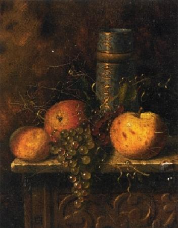 WikiOO.org – 美術百科全書 - 繪畫，作品 William Michael Harnett - 静物与水果 和  花瓶