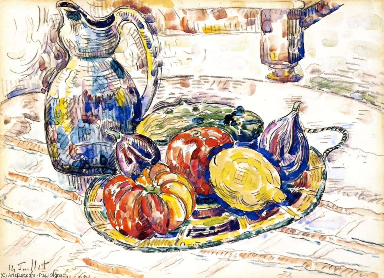 Wikioo.org - The Encyclopedia of Fine Arts - Painting, Artwork by Paul Signac - Still Life with Fruit and Vegetables