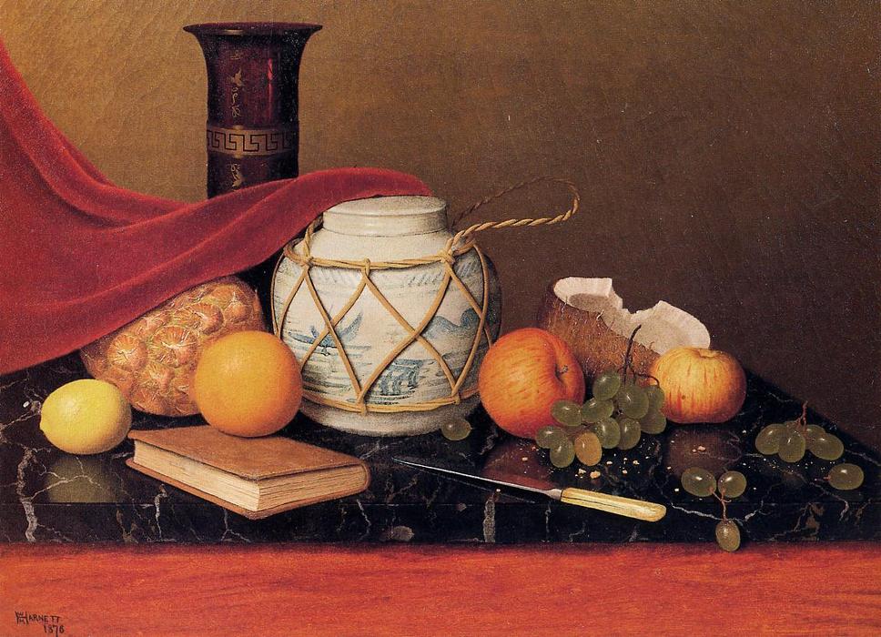 Wikioo.org – La Enciclopedia de las Bellas Artes - Pintura, Obras de arte de William Michael Harnett - bodegón con jengibre tarro