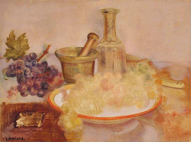 Wikioo.org - Bách khoa toàn thư về mỹ thuật - Vẽ tranh, Tác phẩm nghệ thuật Tamara De Lempicka - Still Life with Grapes