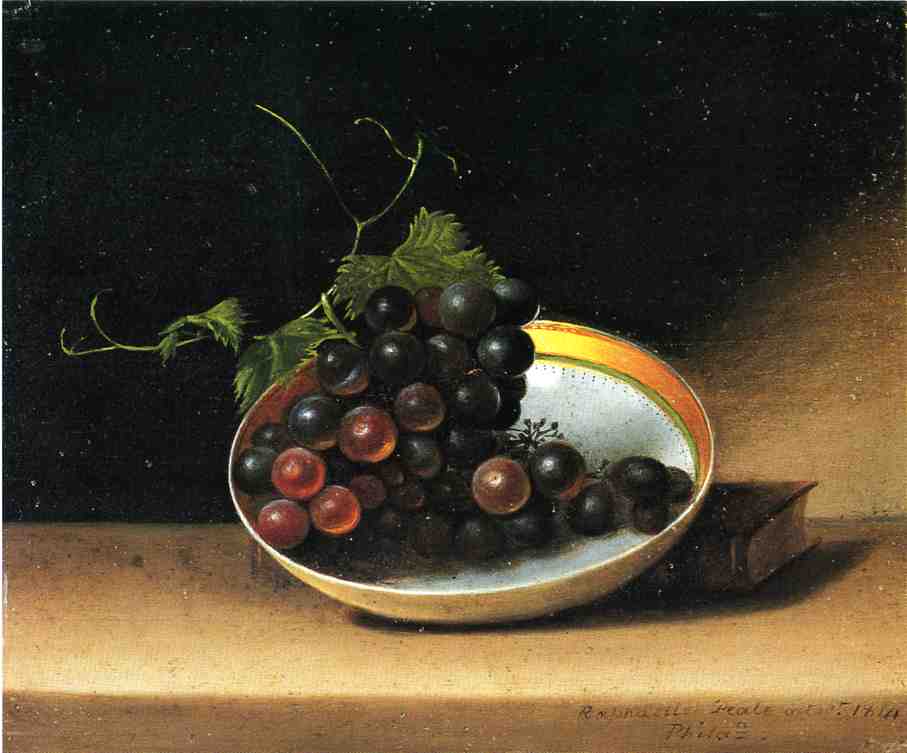 Wikioo.org - The Encyclopedia of Fine Arts - Painting, Artwork by Raphaelle Peale - Still Life with Grapes and Dish