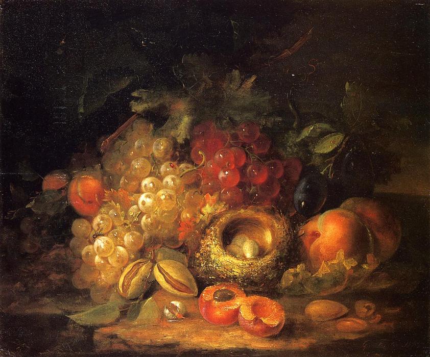 Wikioo.org - The Encyclopedia of Fine Arts - Painting, Artwork by George Forster - Still Life with Grapes and Peaches