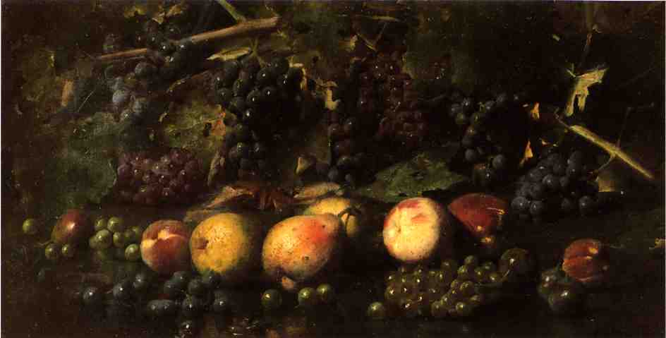 Wikioo.org - The Encyclopedia of Fine Arts - Painting, Artwork by Joseph Decker - Still Life with Grapes and Pears