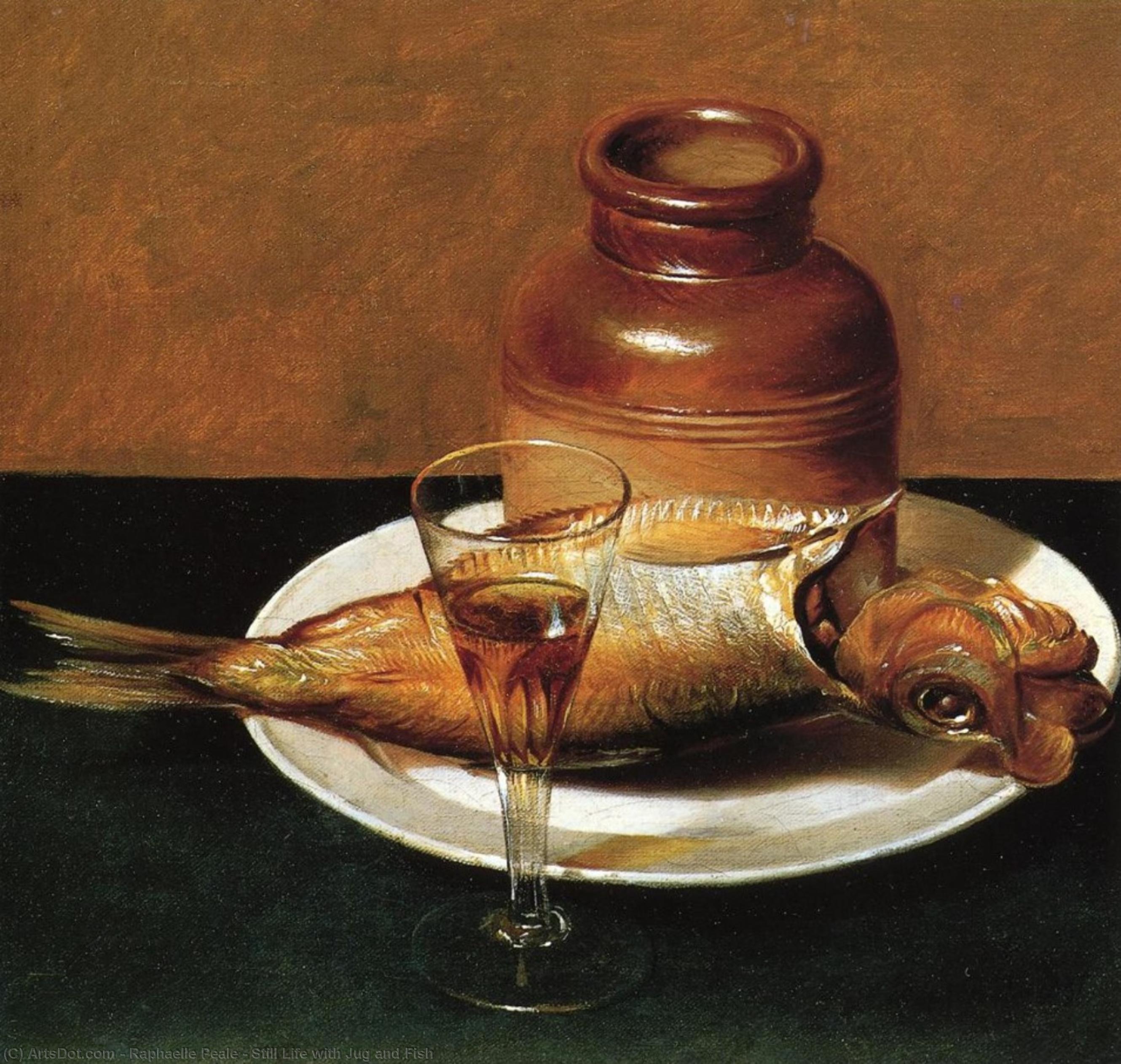 Wikioo.org - The Encyclopedia of Fine Arts - Painting, Artwork by Raphaelle Peale - Still Life with Jug and Fish