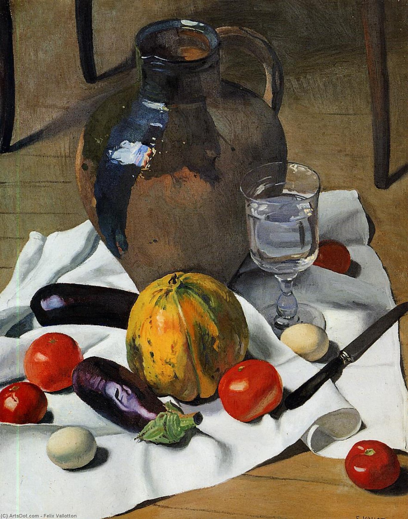Wikioo.org - The Encyclopedia of Fine Arts - Painting, Artwork by Felix Vallotton - Still Life with Large Earthenware Jug
