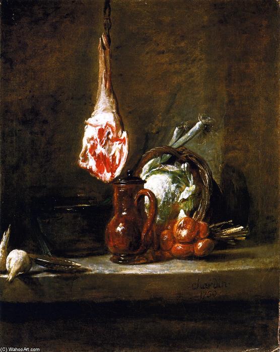 Wikioo.org - The Encyclopedia of Fine Arts - Painting, Artwork by Jean-Baptiste Simeon Chardin - Still LIfe with Leg of Mutton