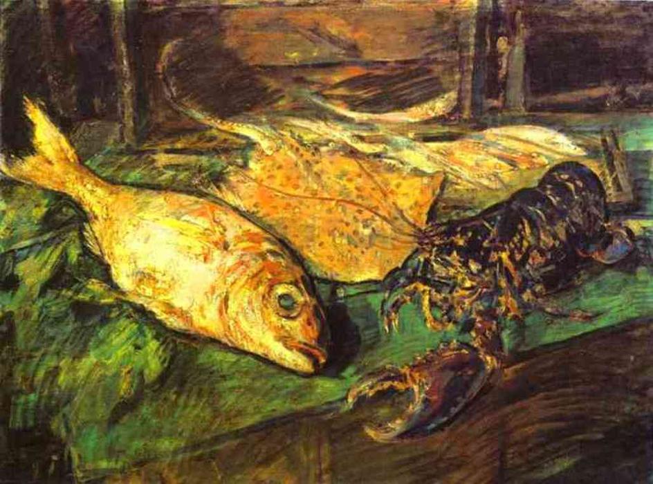 Wikioo.org - The Encyclopedia of Fine Arts - Painting, Artwork by Konstantin Alekseyevich Korovin - Still Life with Lobster