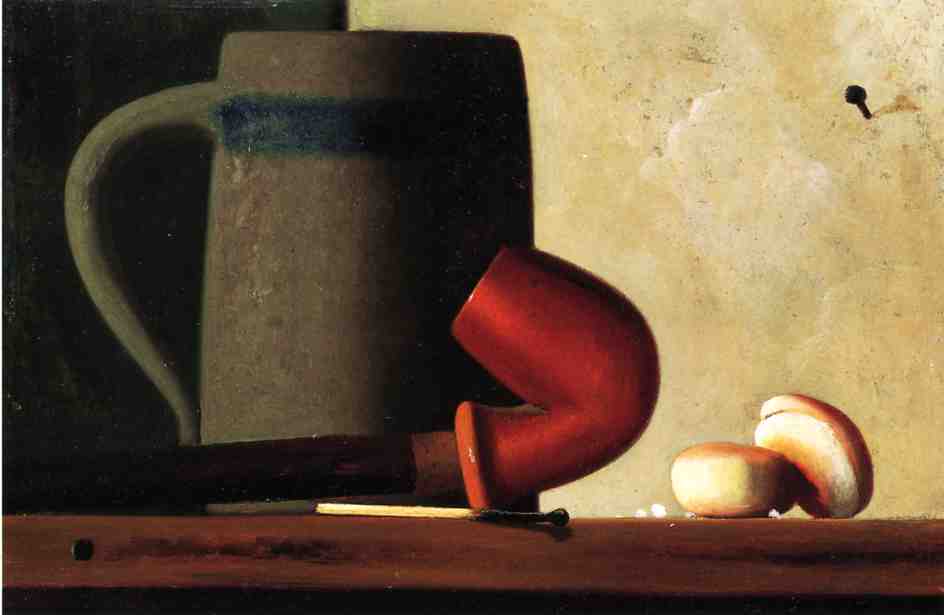 WikiOO.org - Encyclopedia of Fine Arts - Maľba, Artwork John Frederick Peto - Still Life with Mug, Pipe and Oyster Crackers