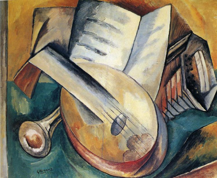 Wikioo.org – La Enciclopedia de las Bellas Artes - Pintura, Obras de arte de Georges Braque - bodegón con instrumentos musicales