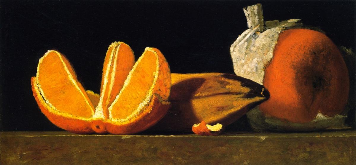 WikiOO.org - Εγκυκλοπαίδεια Καλών Τεχνών - Ζωγραφική, έργα τέχνης John Frederick Peto - Still Life with Oranges and Banana