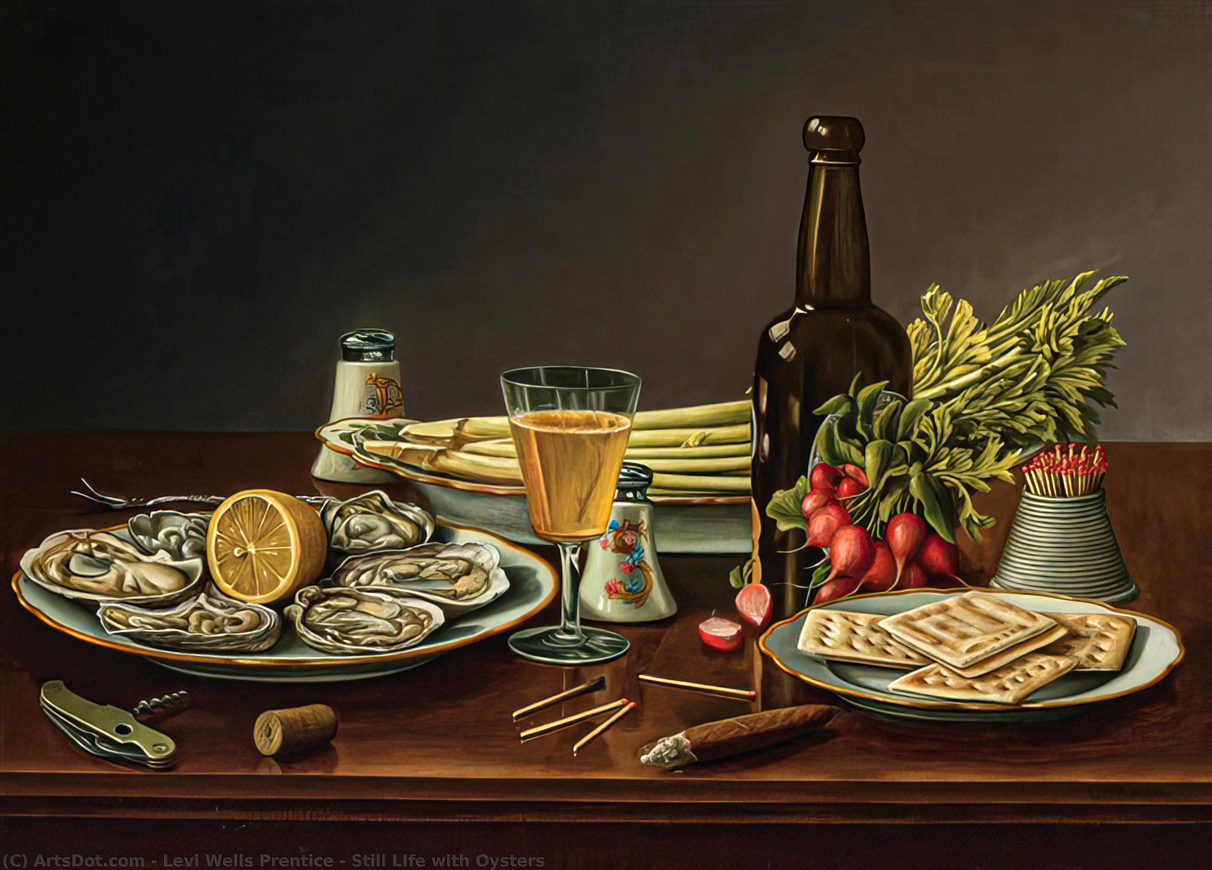 Wikioo.org - The Encyclopedia of Fine Arts - Painting, Artwork by Levi Wells Prentice - Still LIfe with Oysters