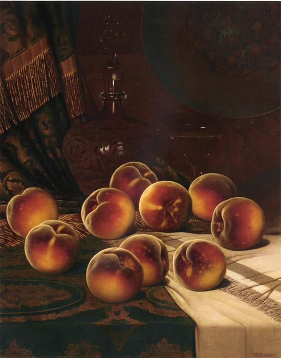 Wikioo.org - Bách khoa toàn thư về mỹ thuật - Vẽ tranh, Tác phẩm nghệ thuật William Mason Brown - Still Life with Peaches