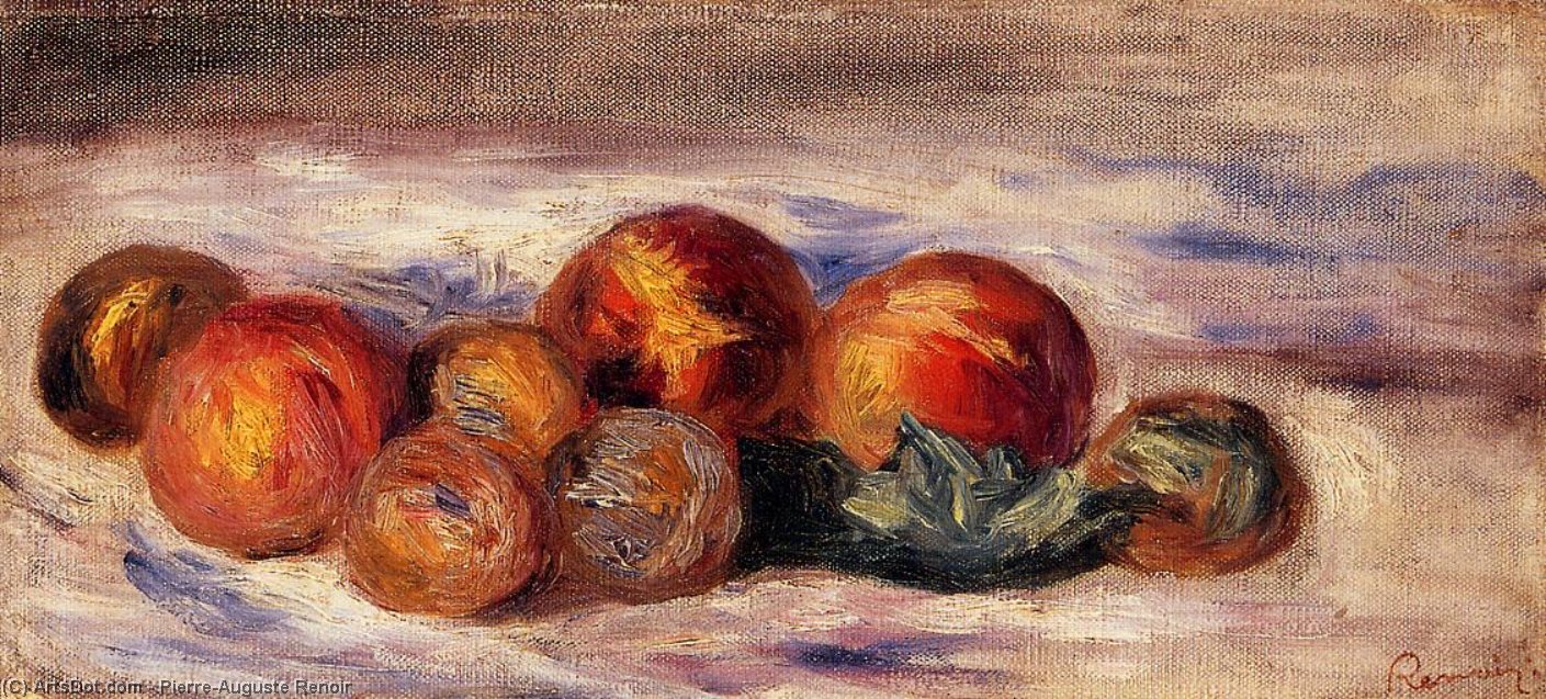 Wikoo.org - موسوعة الفنون الجميلة - اللوحة، العمل الفني Pierre-Auguste Renoir - Still Life with Peaches