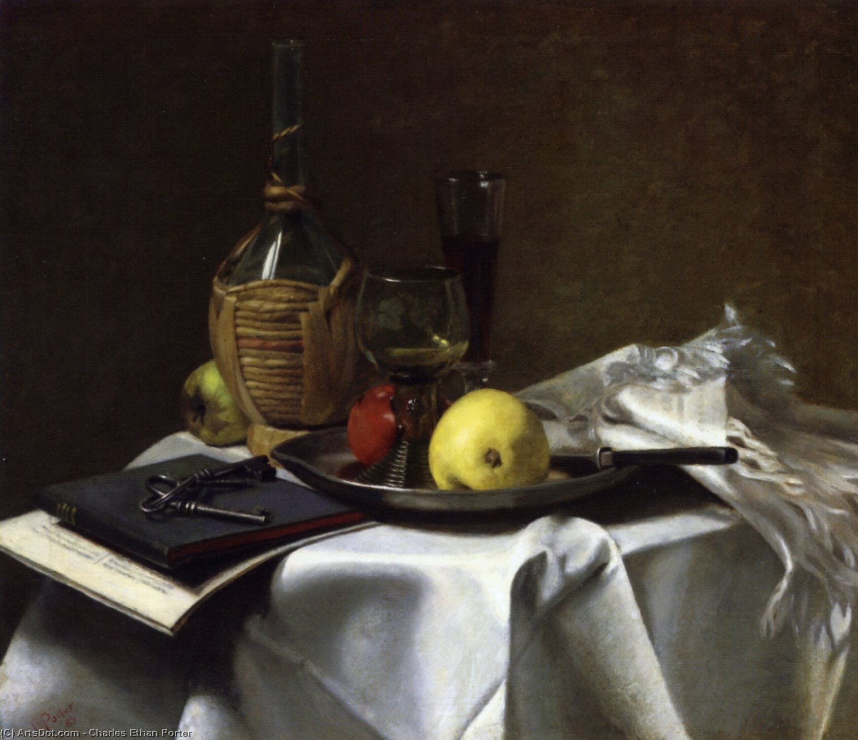 WikiOO.org - אנציקלופדיה לאמנויות יפות - ציור, יצירות אמנות Charles Ethan Porter - Still Life with Pears and Cask