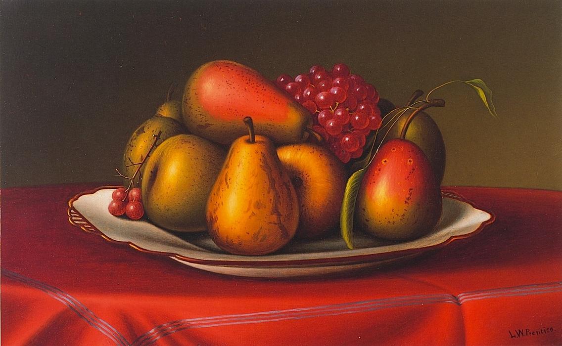 Wikioo.org – La Enciclopedia de las Bellas Artes - Pintura, Obras de arte de Levi Wells Prentice - Naturaleza muerta con peras y uvas