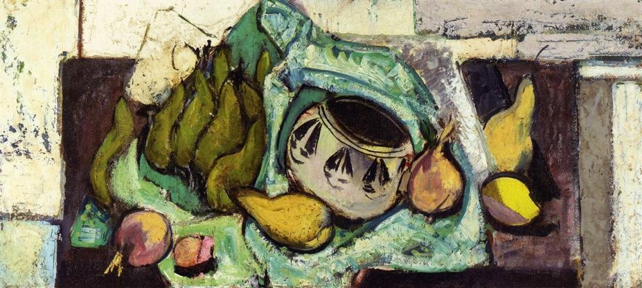 Wikioo.org - Bách khoa toàn thư về mỹ thuật - Vẽ tranh, Tác phẩm nghệ thuật Alfred Henry Maurer - Still Life with Pears and Indian Bowl