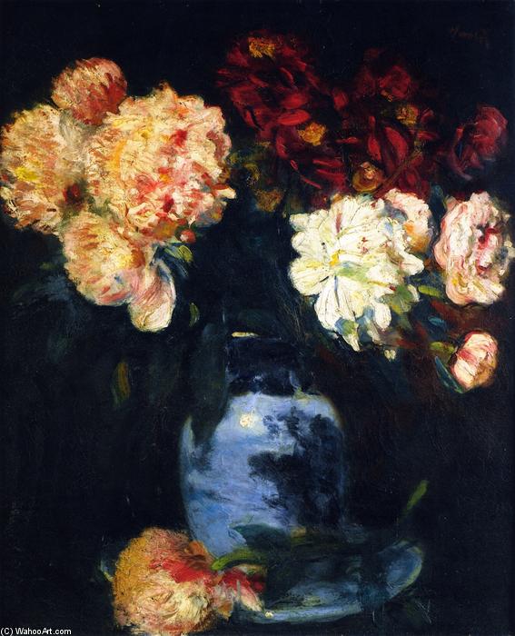 Wikioo.org - The Encyclopedia of Fine Arts - Painting, Artwork by George Leslie Hunter - Still LIfe with Peonies