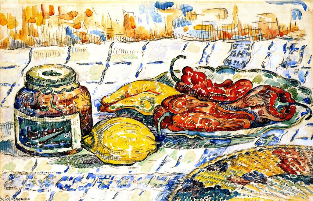 Wikioo.org - สารานุกรมวิจิตรศิลป์ - จิตรกรรม Paul Signac - Still LIfe with Peppers