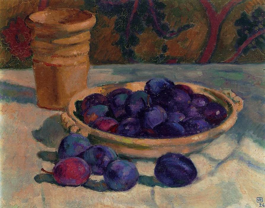 Wikioo.org - The Encyclopedia of Fine Arts - Painting, Artwork by Theo Van Rysselberghe - Still Life with Plums
