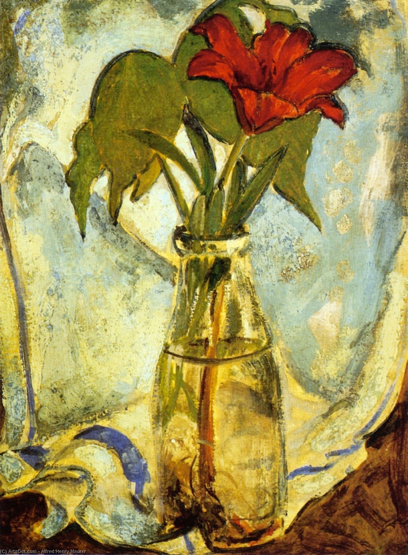 Wikioo.org – L'Enciclopedia delle Belle Arti - Pittura, Opere di Alfred Henry Maurer - vita tranquilla con colore rosso giglio