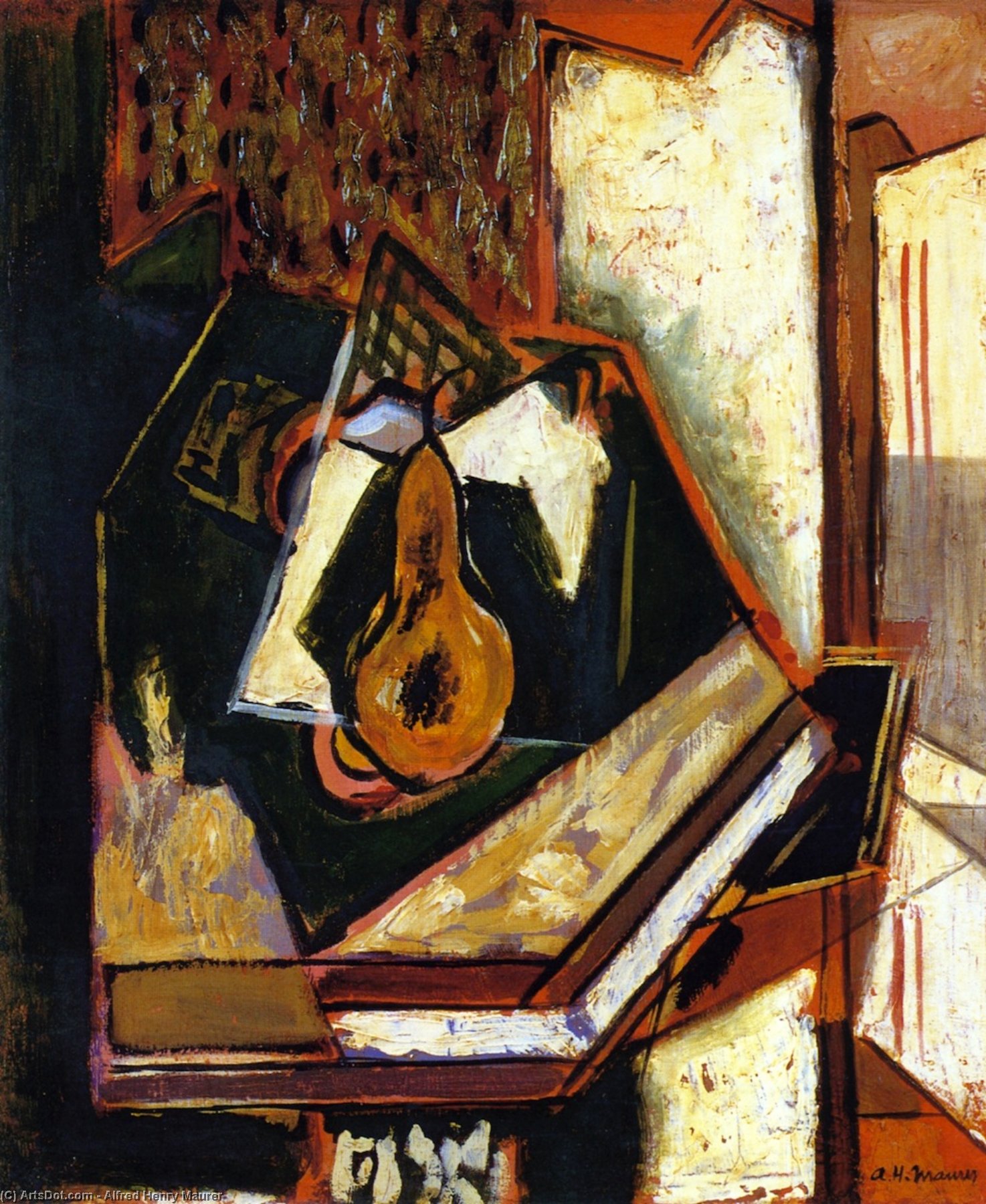 WikiOO.org - Encyclopedia of Fine Arts - Malba, Artwork Alfred Henry Maurer - Still LIfe with Single Pear