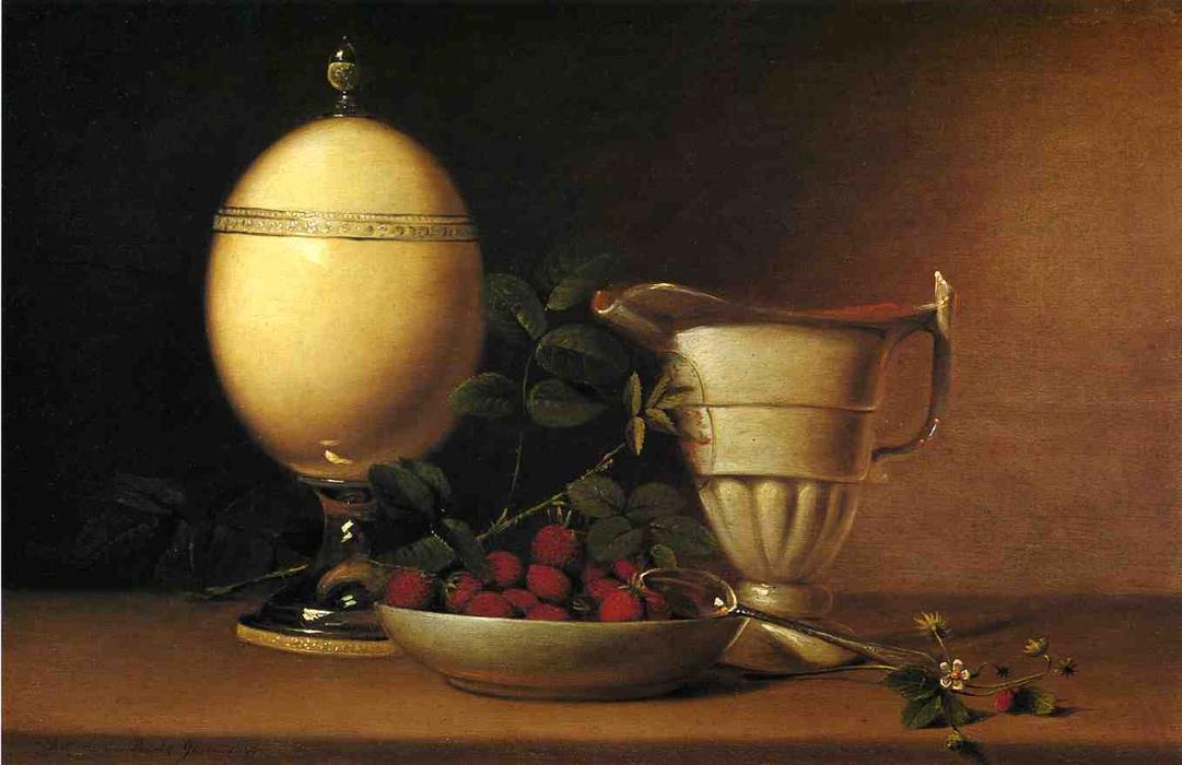 WikiOO.org - Encyclopedia of Fine Arts - Festés, Grafika Raphaelle Peale - Still Life with Strawberries and Ostrich Egg Cup