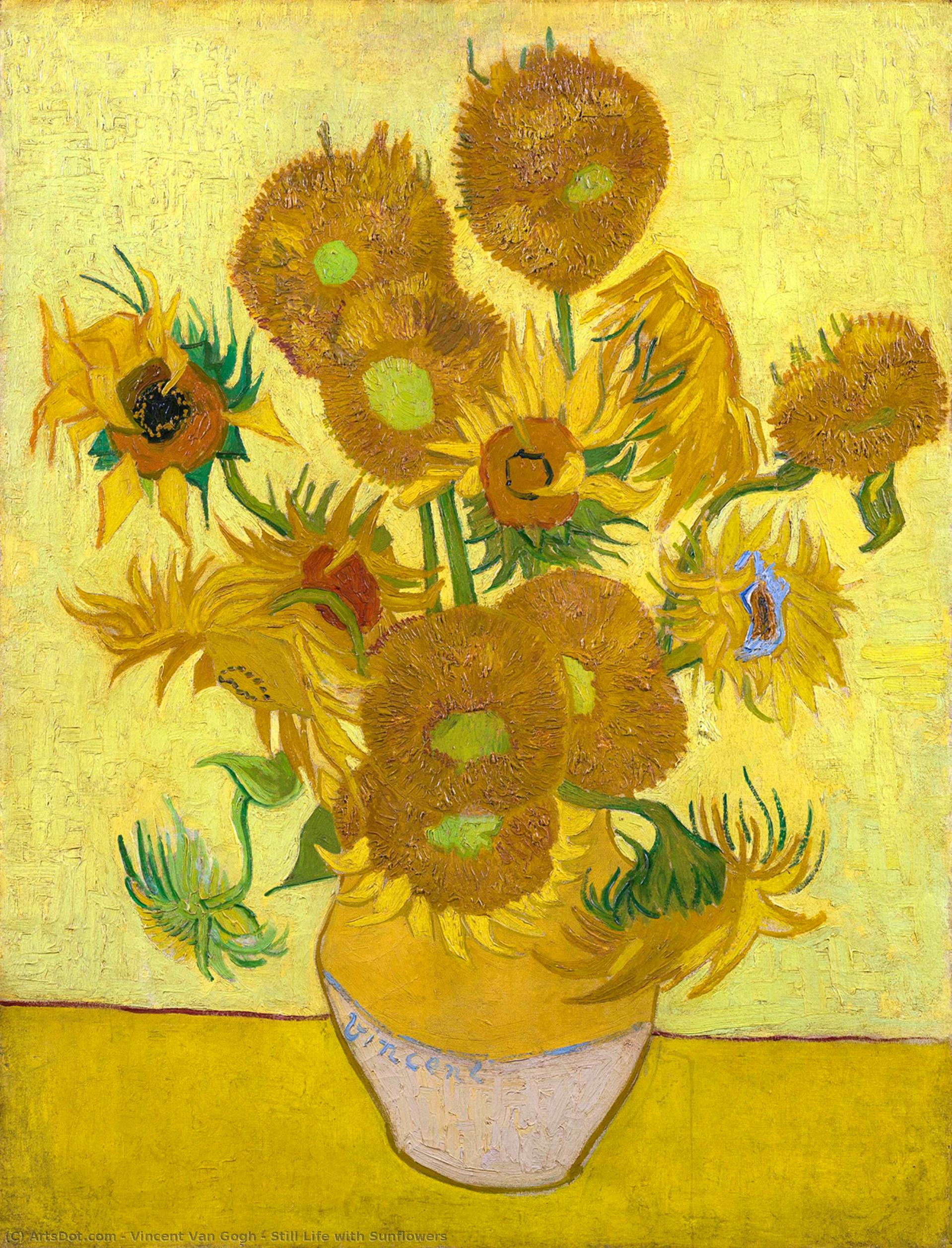 WikiOO.org - 百科事典 - 絵画、アートワーク Vincent Van Gogh - ひまわりのある静物