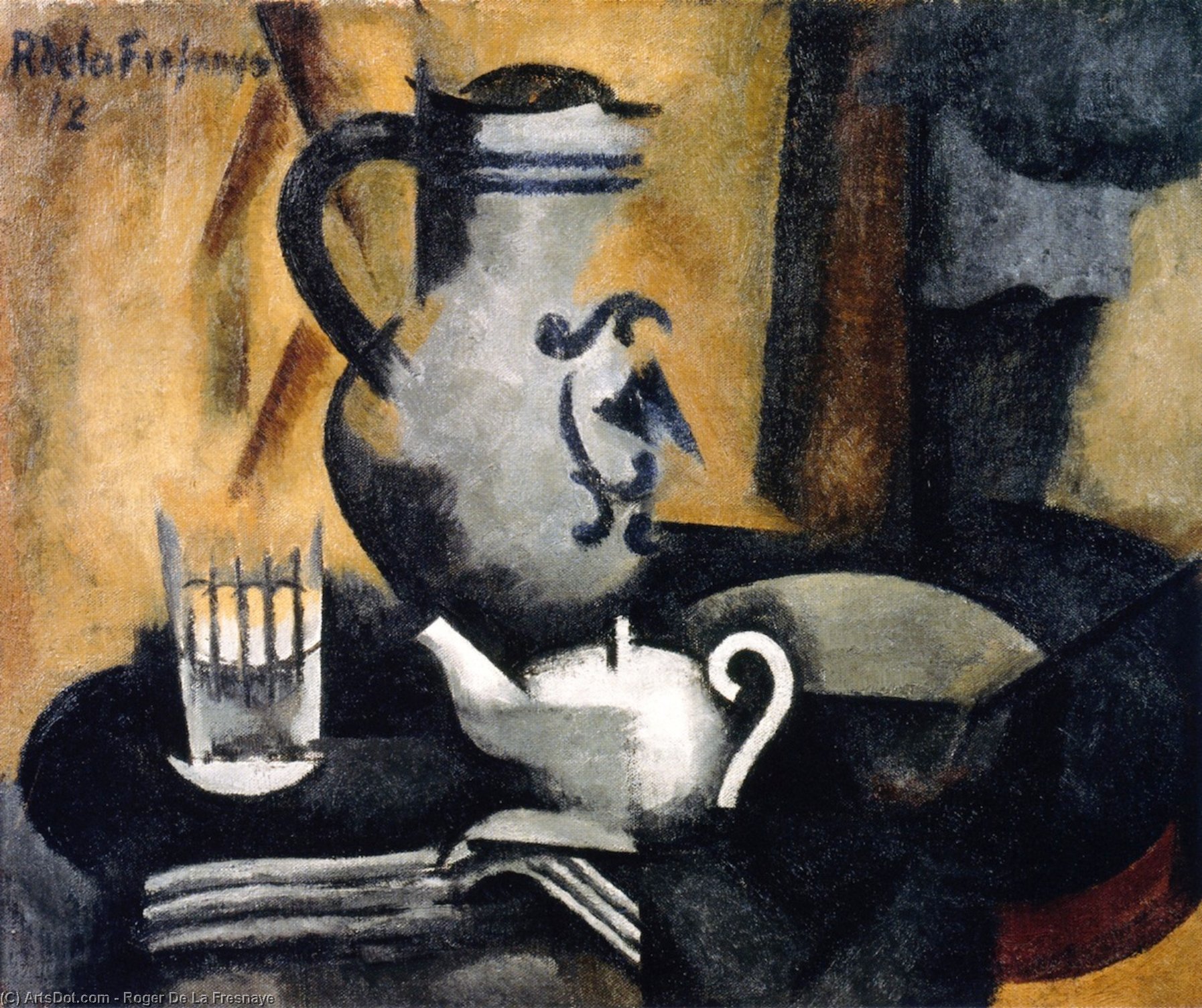 WikiOO.org - Encyclopedia of Fine Arts - Maleri, Artwork Roger De La Fresnaye - Still LIfe with Teapot