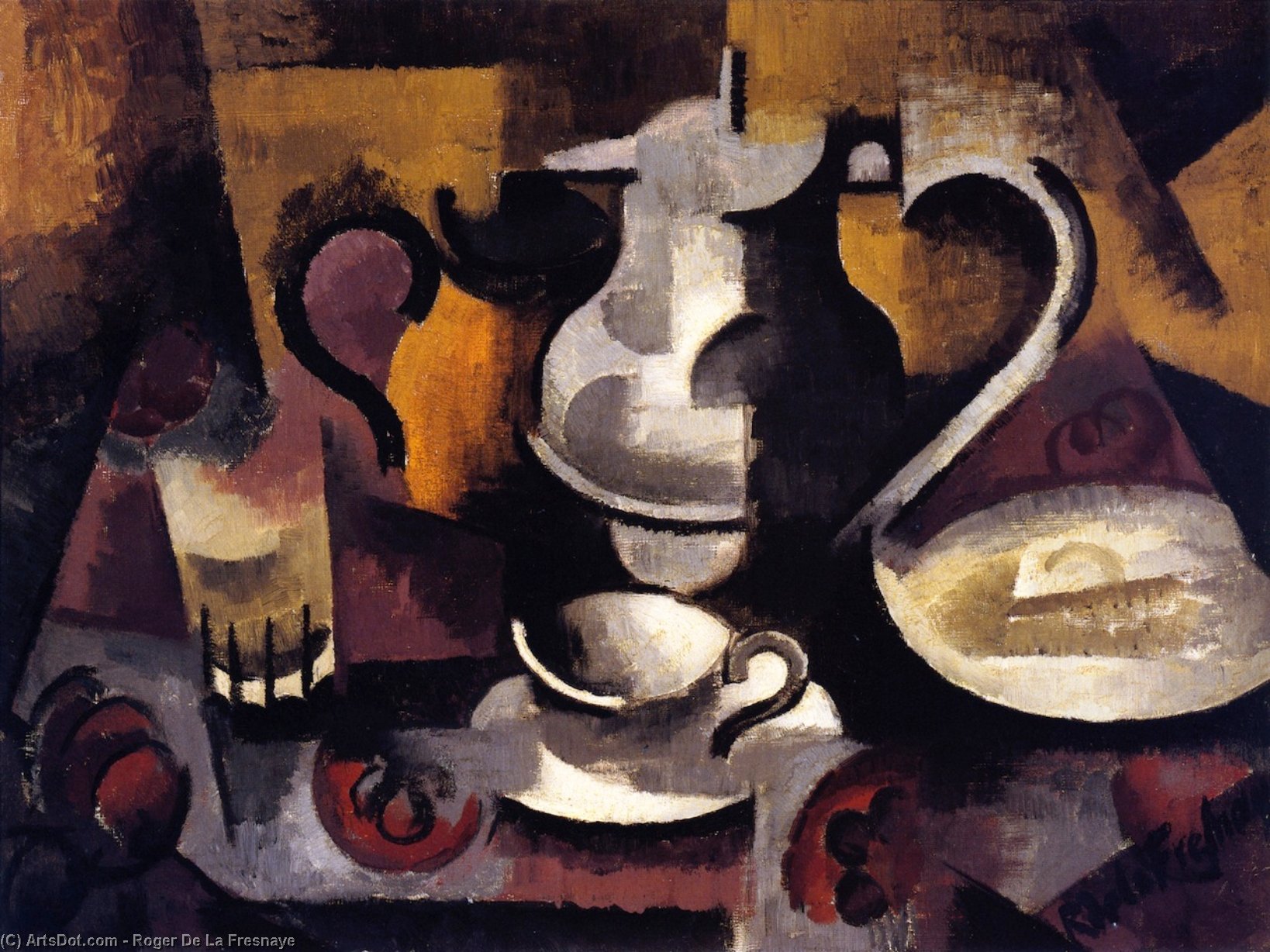 Wikioo.org - The Encyclopedia of Fine Arts - Painting, Artwork by Roger De La Fresnaye - Still Life with Three Handles