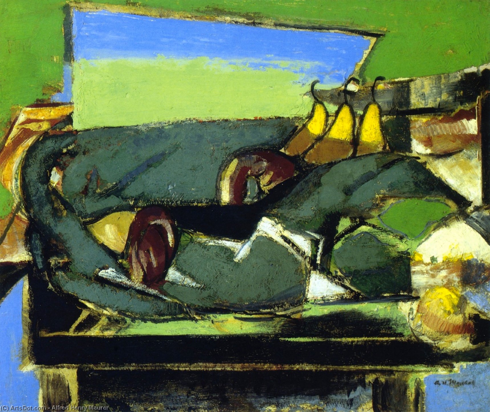 Wikioo.org - Bách khoa toàn thư về mỹ thuật - Vẽ tranh, Tác phẩm nghệ thuật Alfred Henry Maurer - Still Life with Three Pears