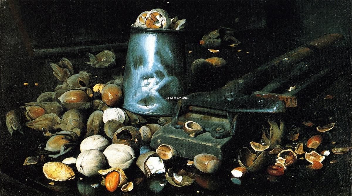 Wikioo.org - The Encyclopedia of Fine Arts - Painting, Artwork by Joseph Decker - Still LIfe with Tin Can and Nuts