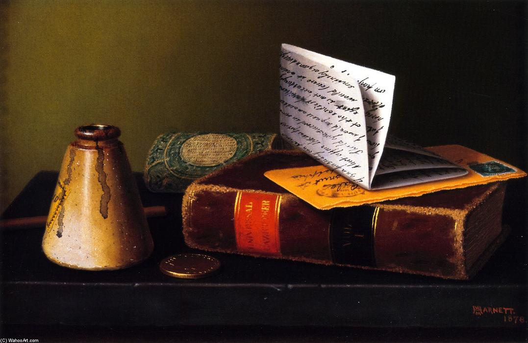 Wikioo.org - The Encyclopedia of Fine Arts - Painting, Artwork by William Michael Harnett - Still LIfe with Universal Gazetteer